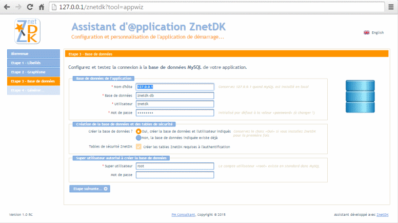 ZnetDK App Wizard step 3 page