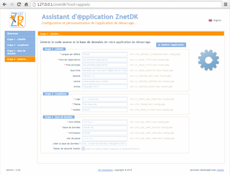 ZnetDK App Wizard step 4 page